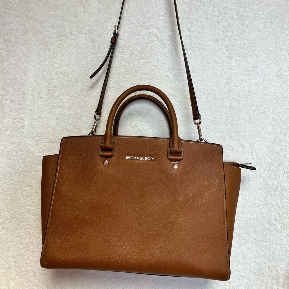 MICHAEL KORS Brown Leather Satchel Bag